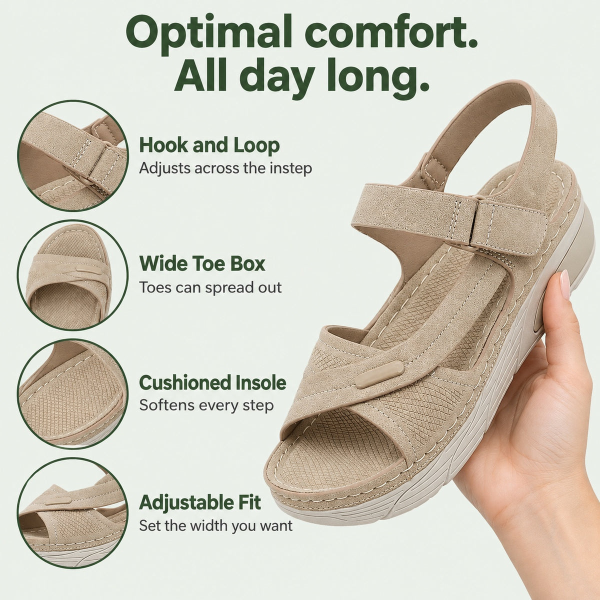 Alexandra – Women's Wide Toe Box Sandals, features