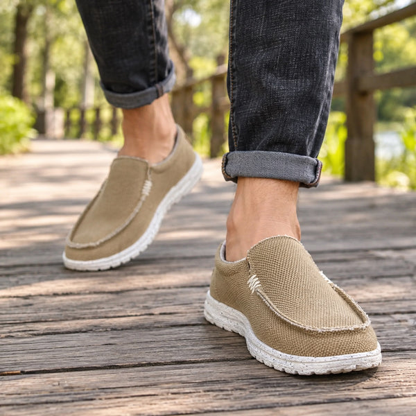 Andy – Men's Slip-On Loafers, worn on a walk