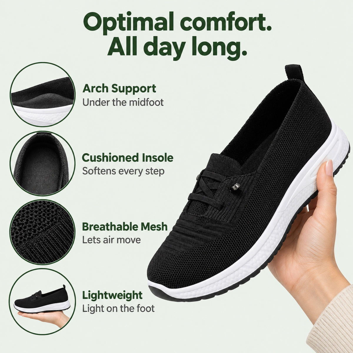 Arden – Unisex Arch Support Shoes, features
