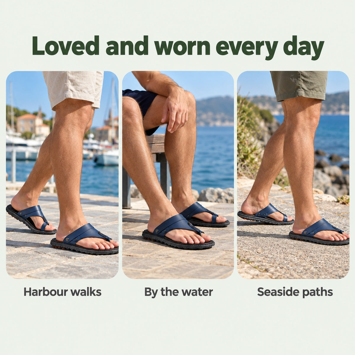 Finley – Unisex Wide Toe Box Sandals, worn every day