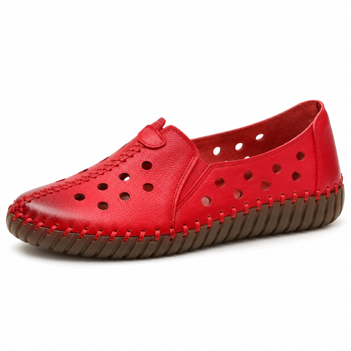 Goodman – Women's Wide Toe Box Shoes in Red hollowed