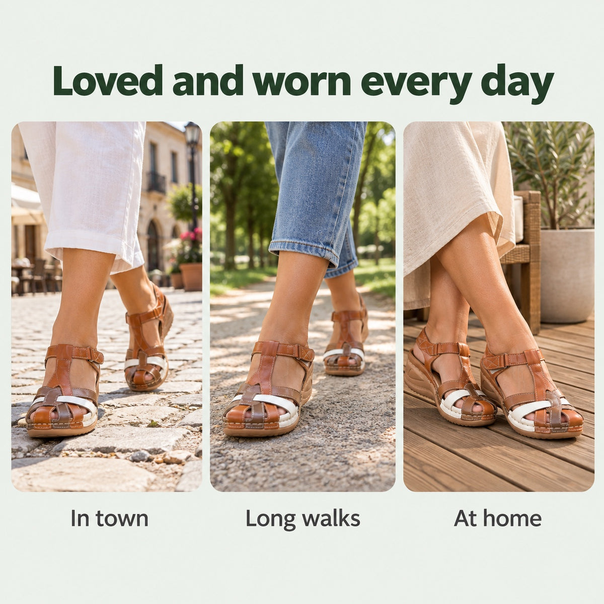 Hampton – Unisex Wide Toe Box Sandals, worn every day
