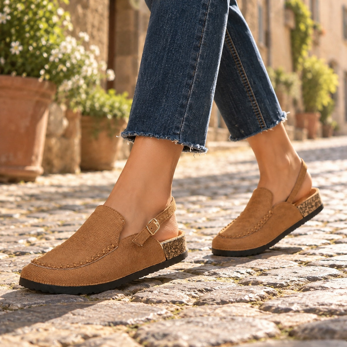 Johanna – Women's Slingback Clogs, worn on a walk