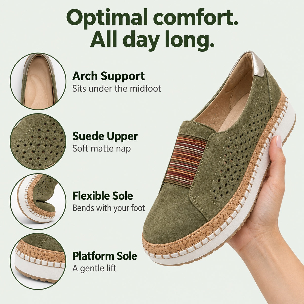 Kelly – Unisex Arch Support Loafers, features