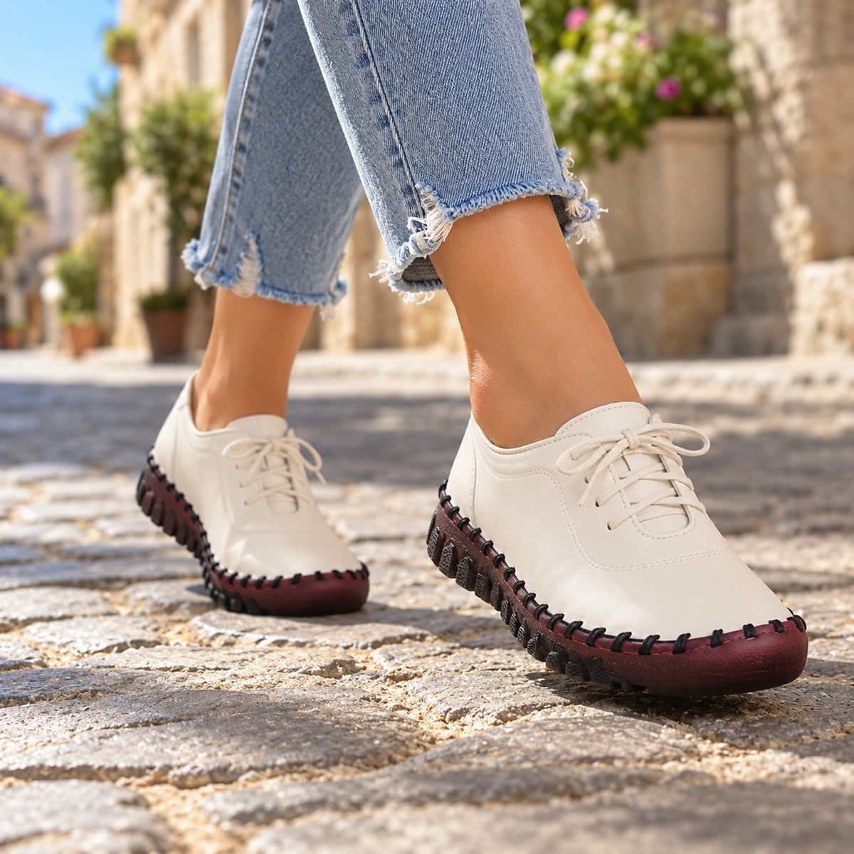 Kristi – Women's Orthopedic Lace-Up Shoes, worn on a walk