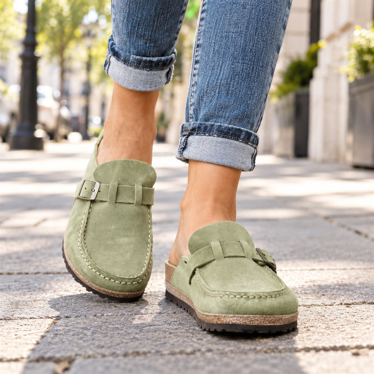 Lorene – Women's Orthopedic Clogs, worn on a walk