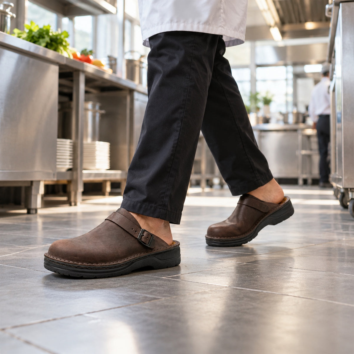 Lyle – Men's Nursing Clogs, worn on a walk