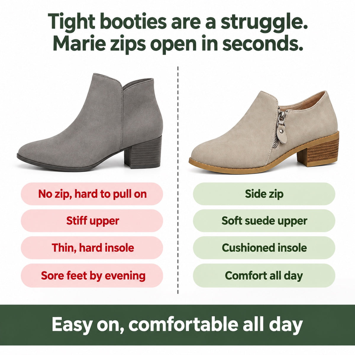Marie – Women's Wide Calf Boots, compared with an ordinary shoe