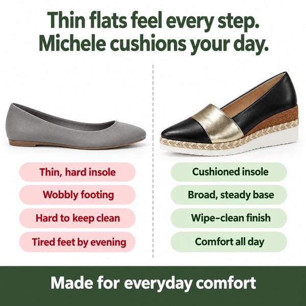 Michele – Women's Orthopedic Shoes, compared with an ordinary shoe