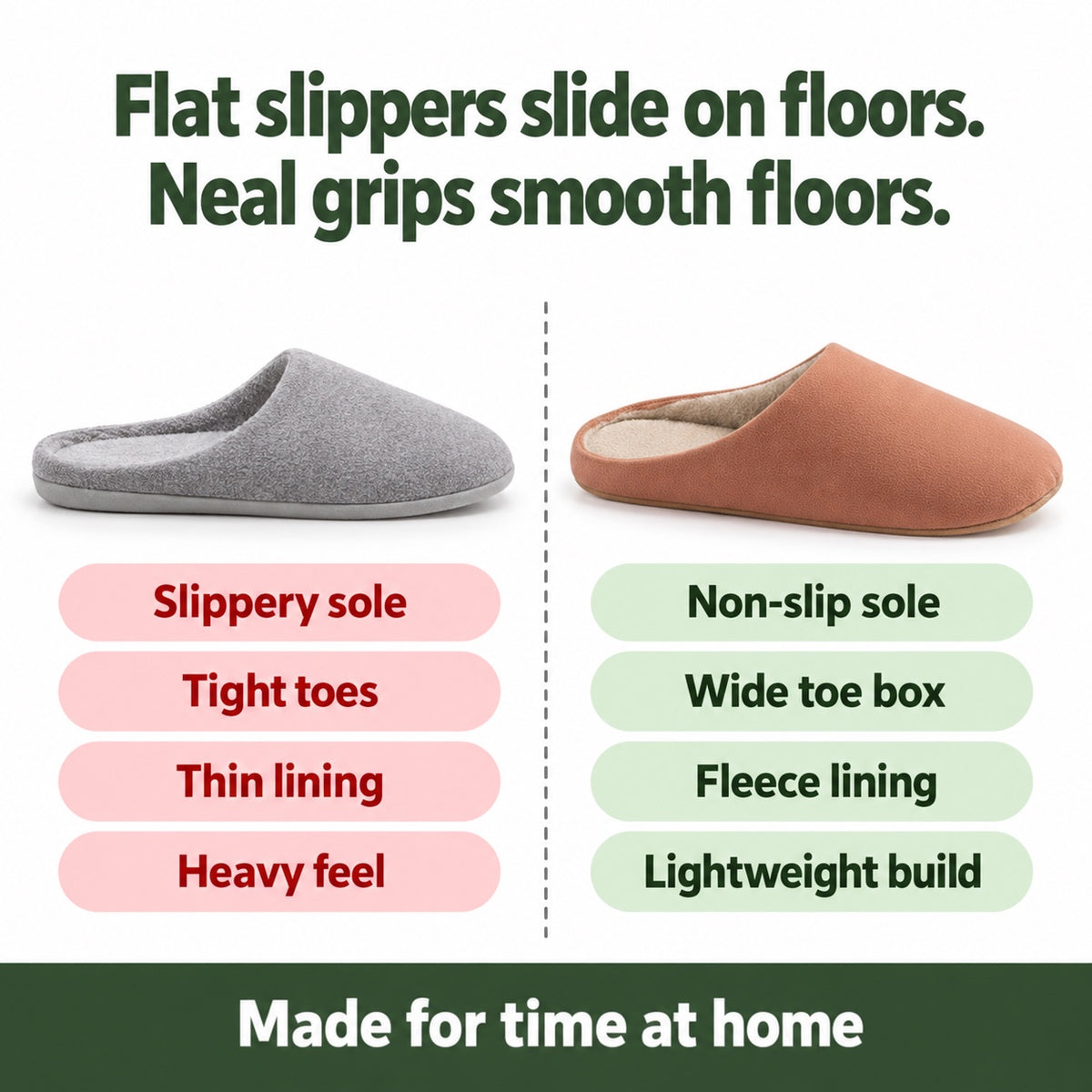 Neal – Women's Comfort Slippers, compared with an ordinary shoe
