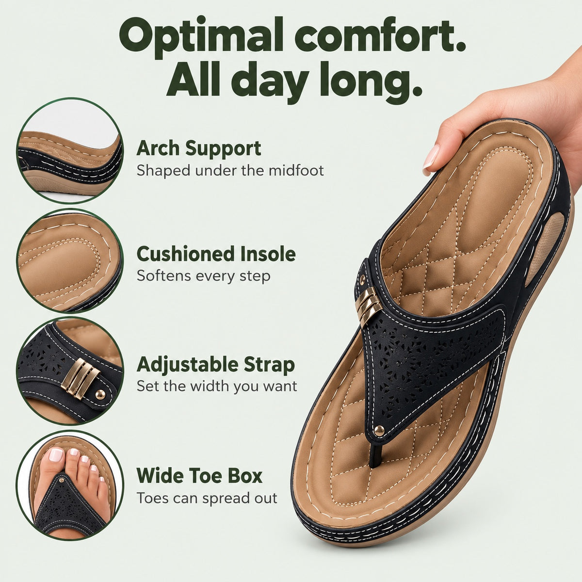 Nolan – Unisex Wide Toe Box Sandals, features