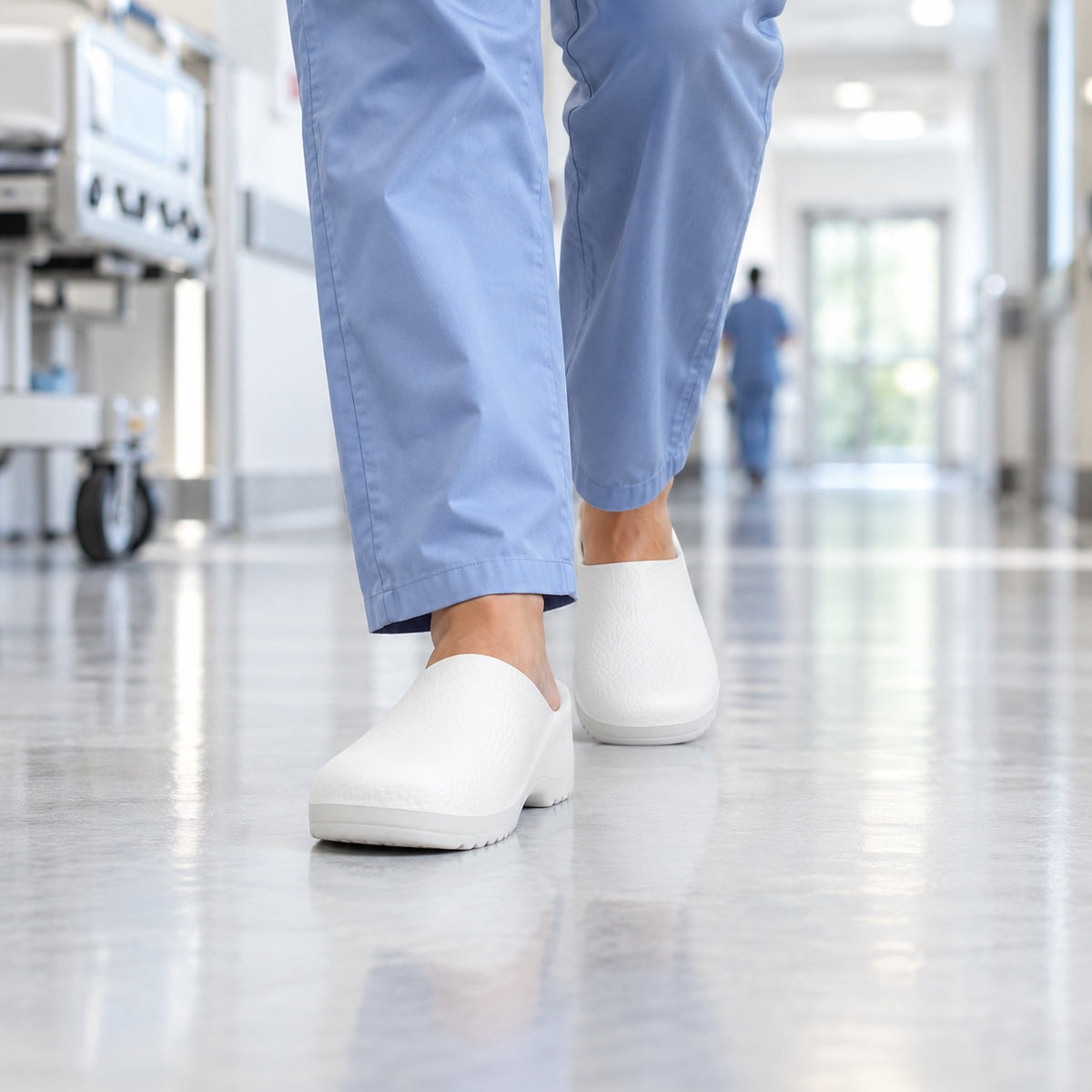 Patton – Unisex Nursing Clogs, worn on a walk