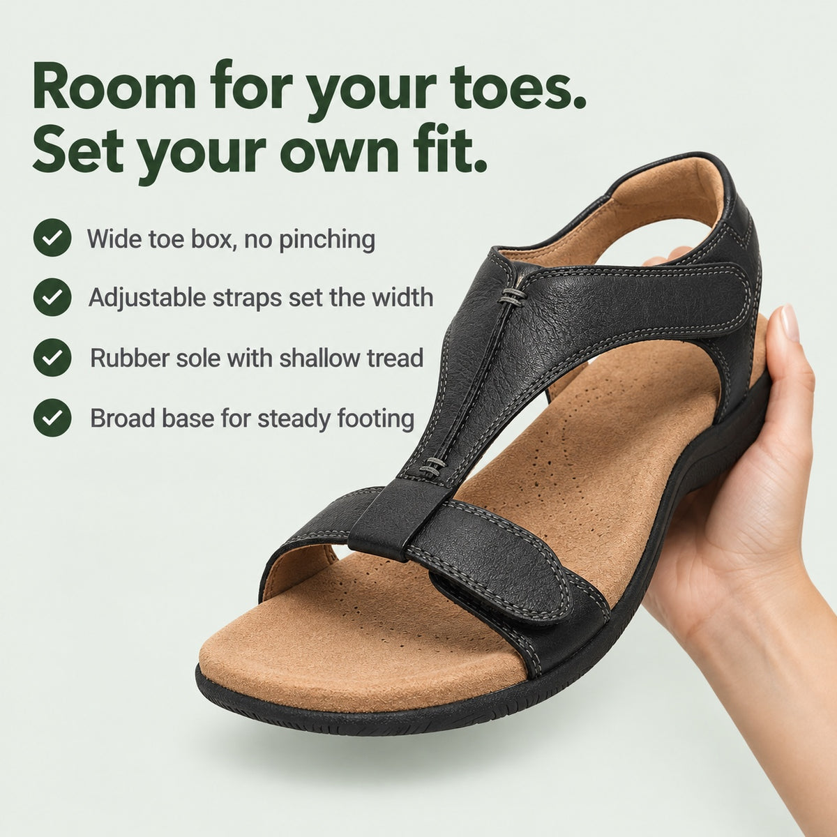 Potter – Unisex Wide Toe Box Sandals, key benefits