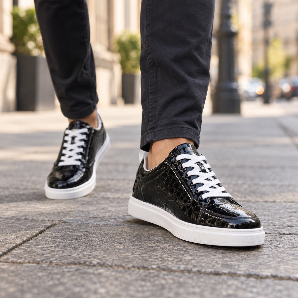 Randolph – Men's Lace-Up Sneakers, worn on a walk