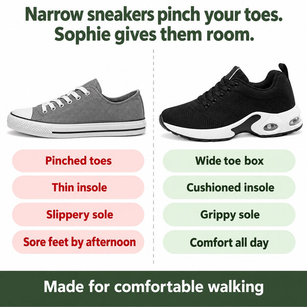 Sophie – Women's Wide Toe Box Shoes, compared with an ordinary shoe