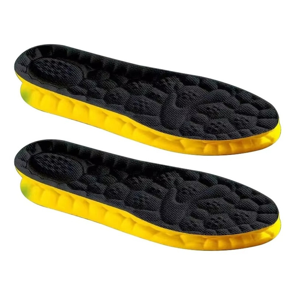 Comfort insoles with black top and yellow foam base
