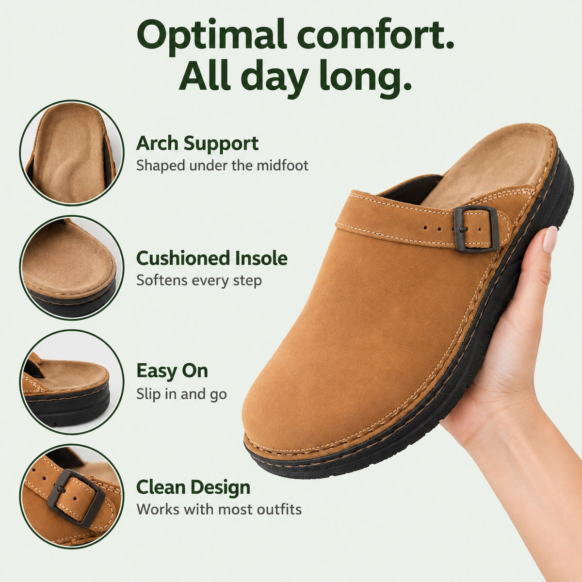 Swanson – Unisex Arch Support Clogs, features