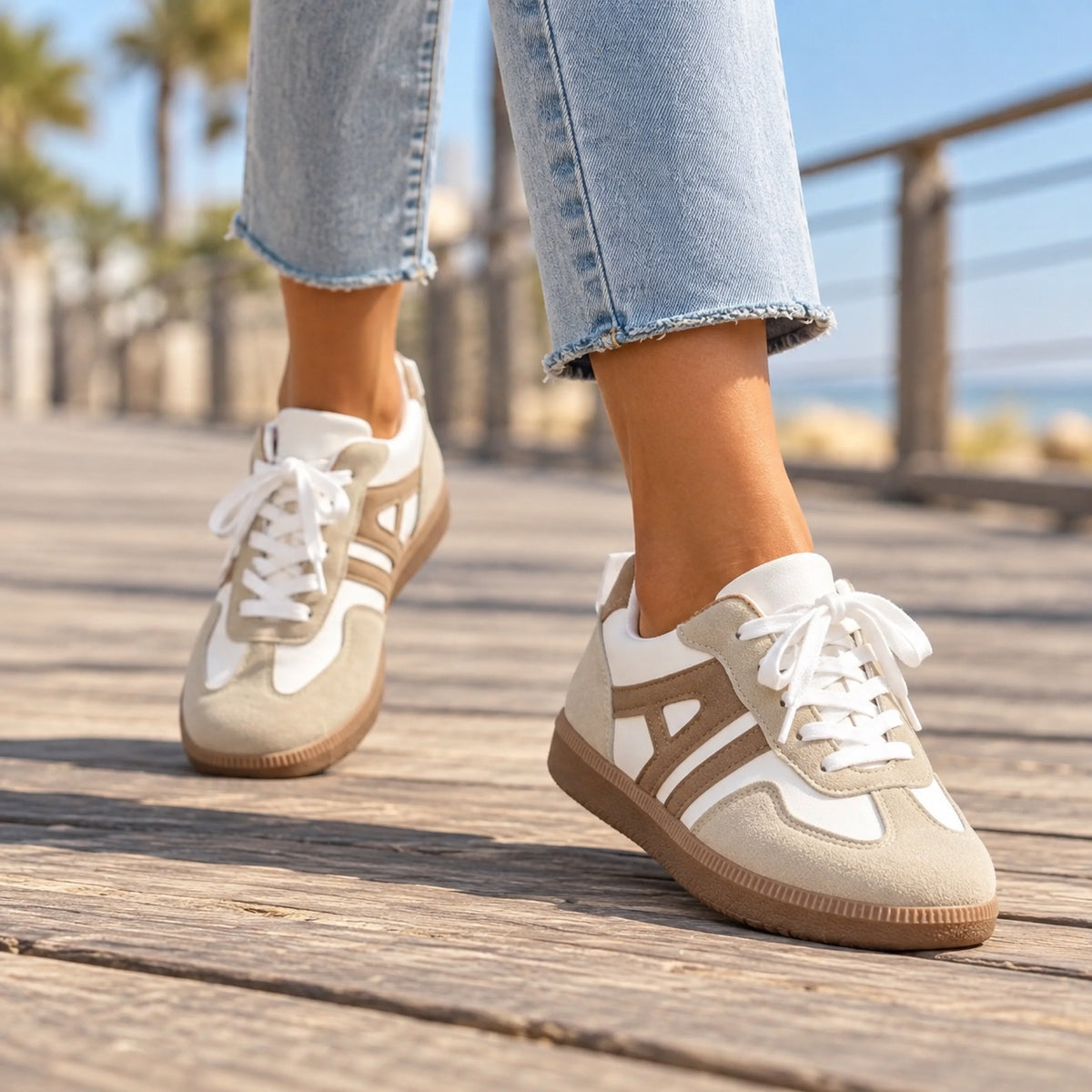 Traci – Women's Wide Toe Box Sneakers, worn on a walk