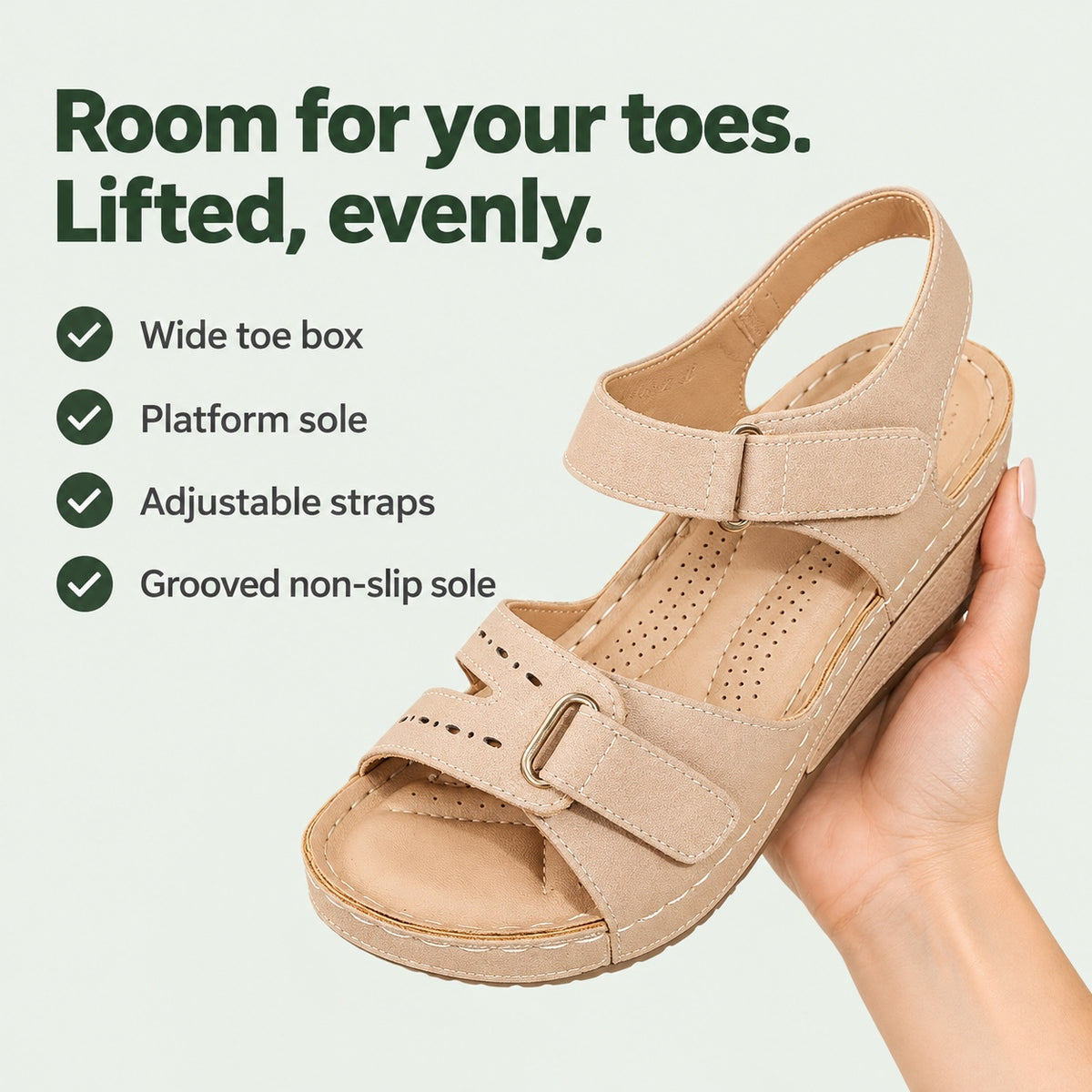 Brown – Unisex Wide Toe Box Sandals, key benefits