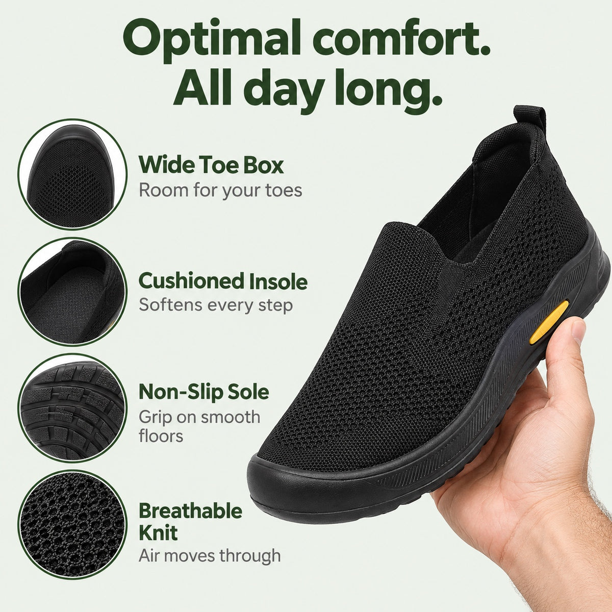 Carlson – Unisex Wide Toe Box Sneakers, features