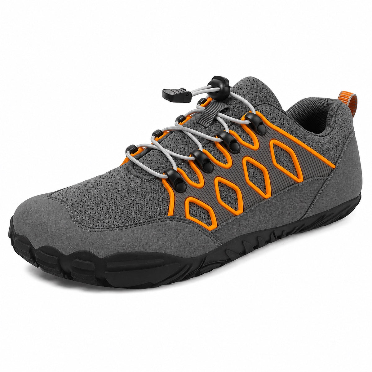 Carter – Unisex Barefoot Shoes in Charcoal/Orange