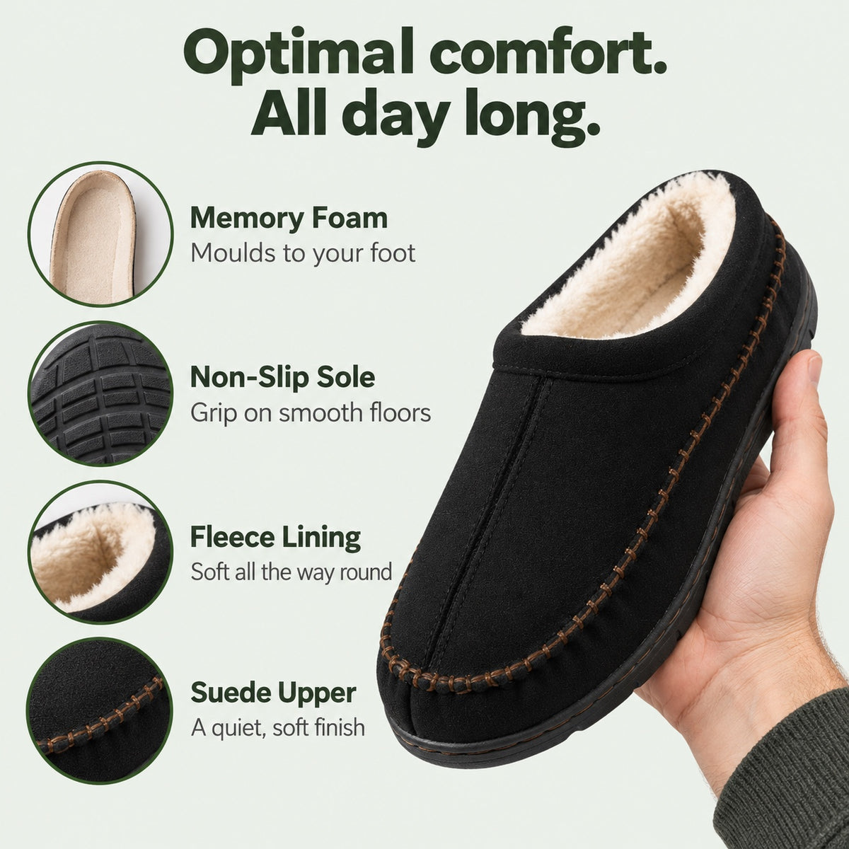 Clayton – Men's Comfort Slippers, features
