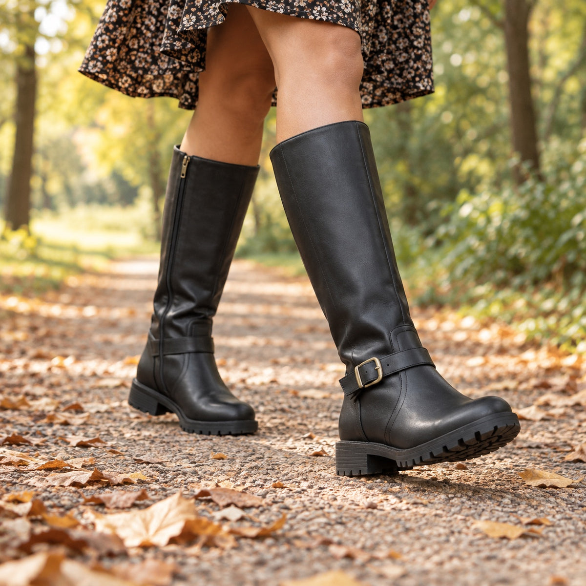 Cobb – Women's Wide Calf Boots, worn on a walk