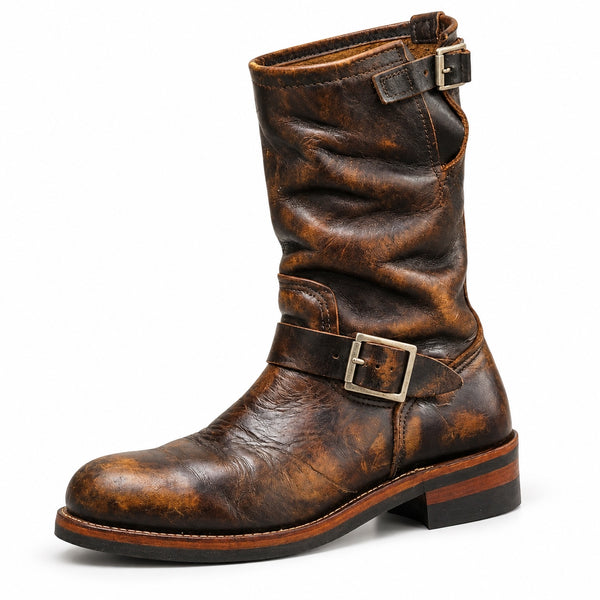 Edwin – Men's Wide Calf Boots in Retro Brown
