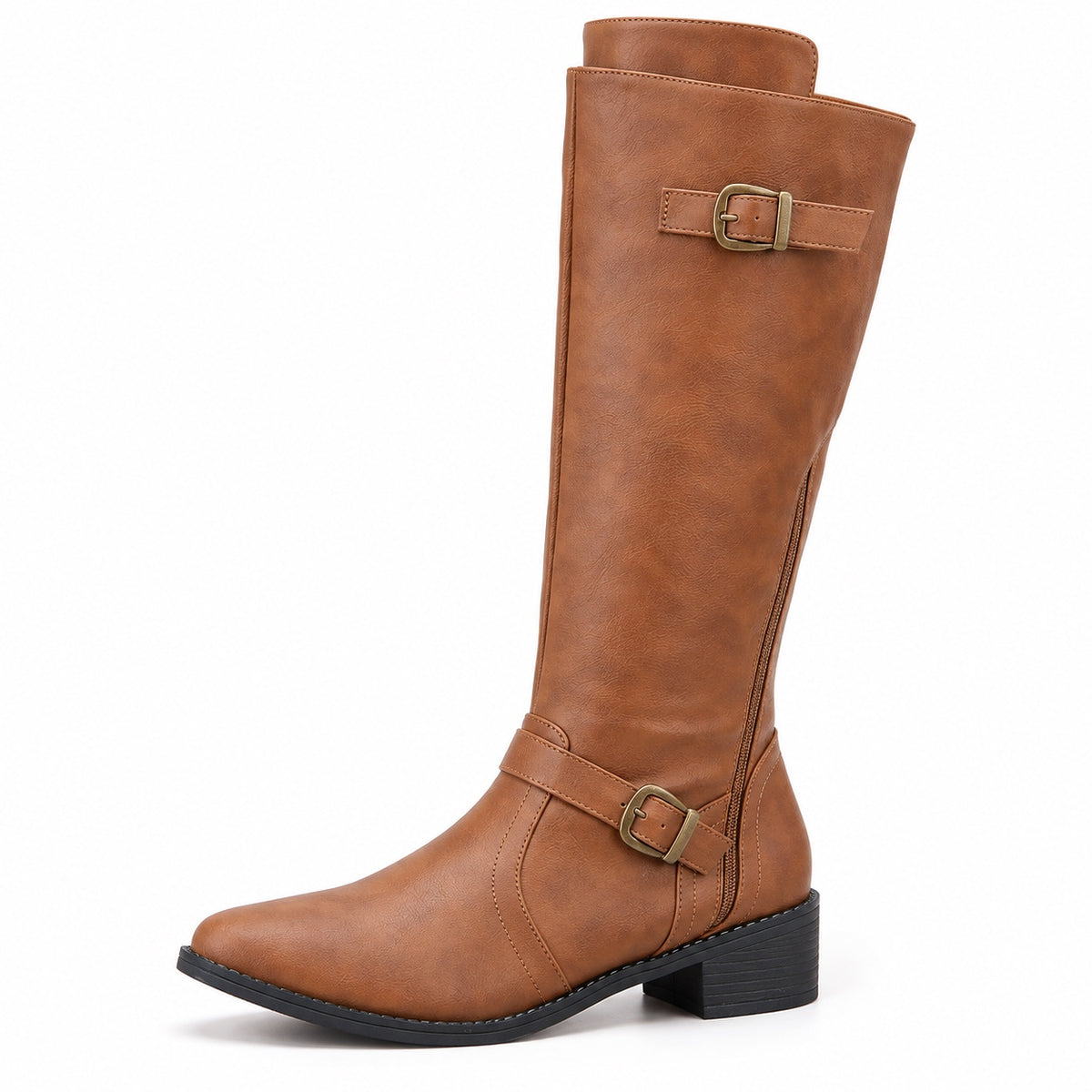 Evans – Unisex Wide Calf Boots in Light Brown-1