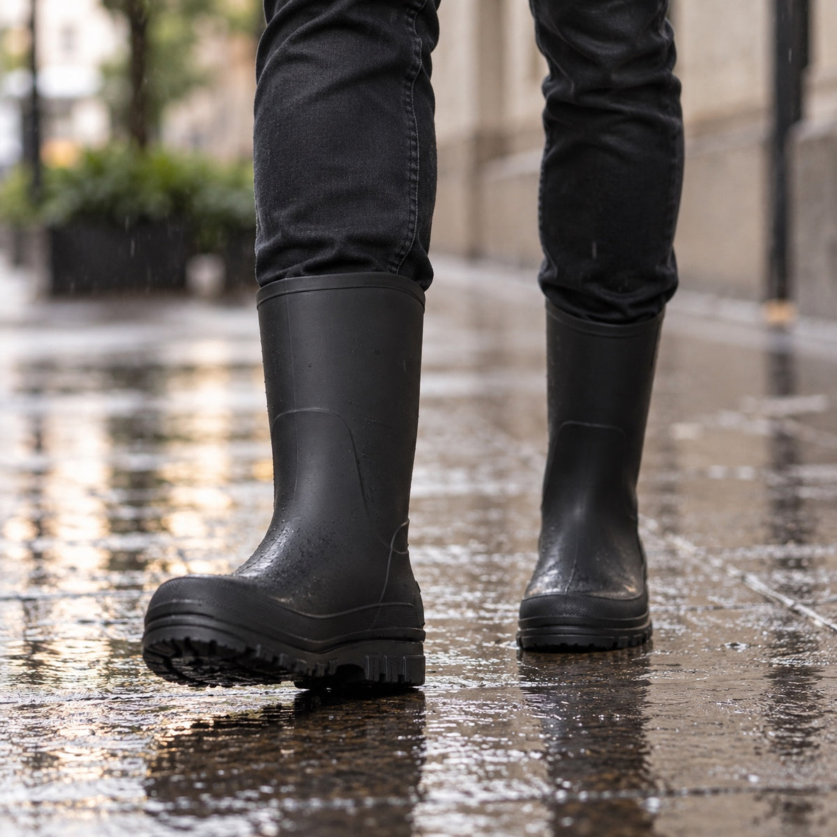 Felix – Men's Wide Calf Boots, worn on a walk