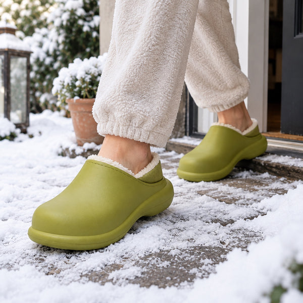 Flowers – Women's Comfort Slippers, worn on a walk