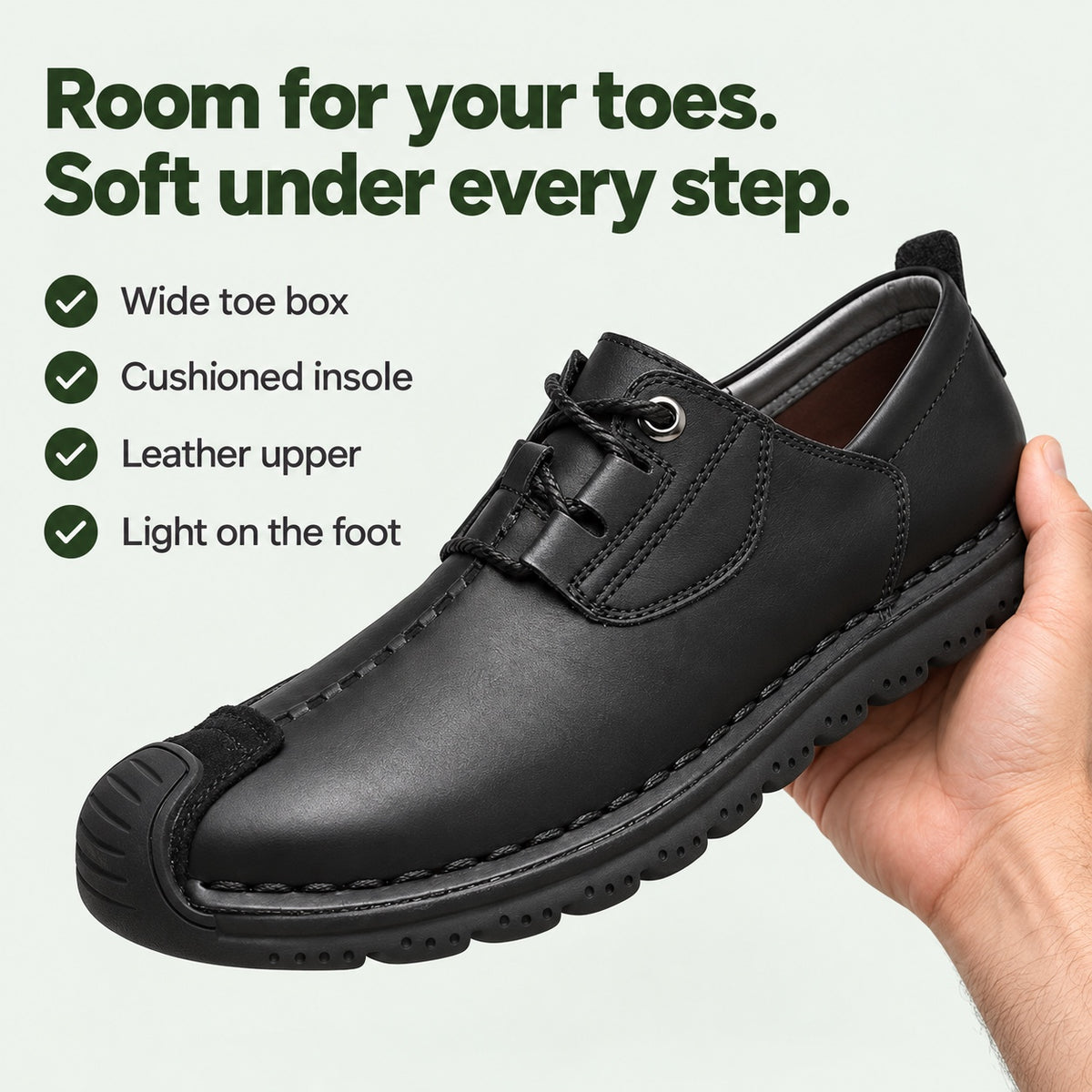 Gerard – Men's Wide Toe Box Lace-Up Shoes, key benefits