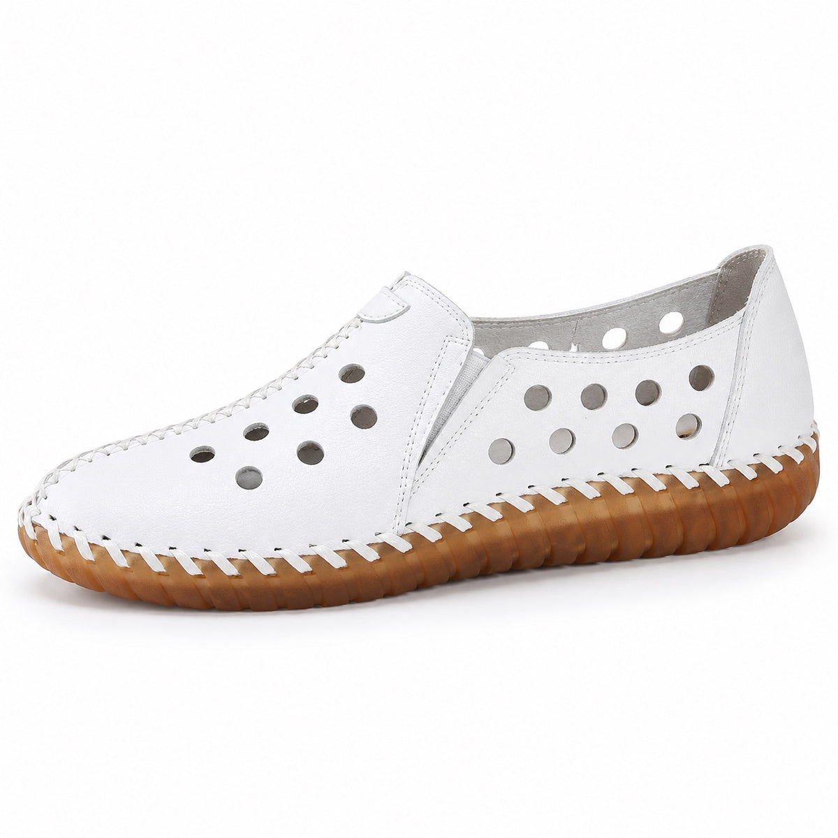 Goodman – Women's Wide Toe Box Shoes in White hollowed