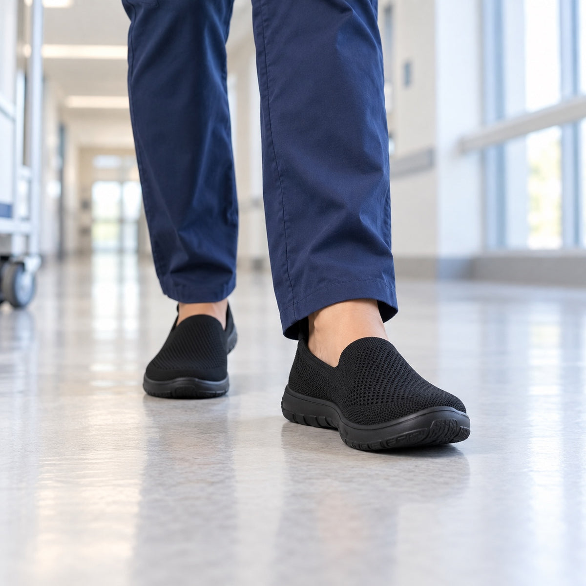 Green – Unisex Nursing Sneakers, worn on a walk