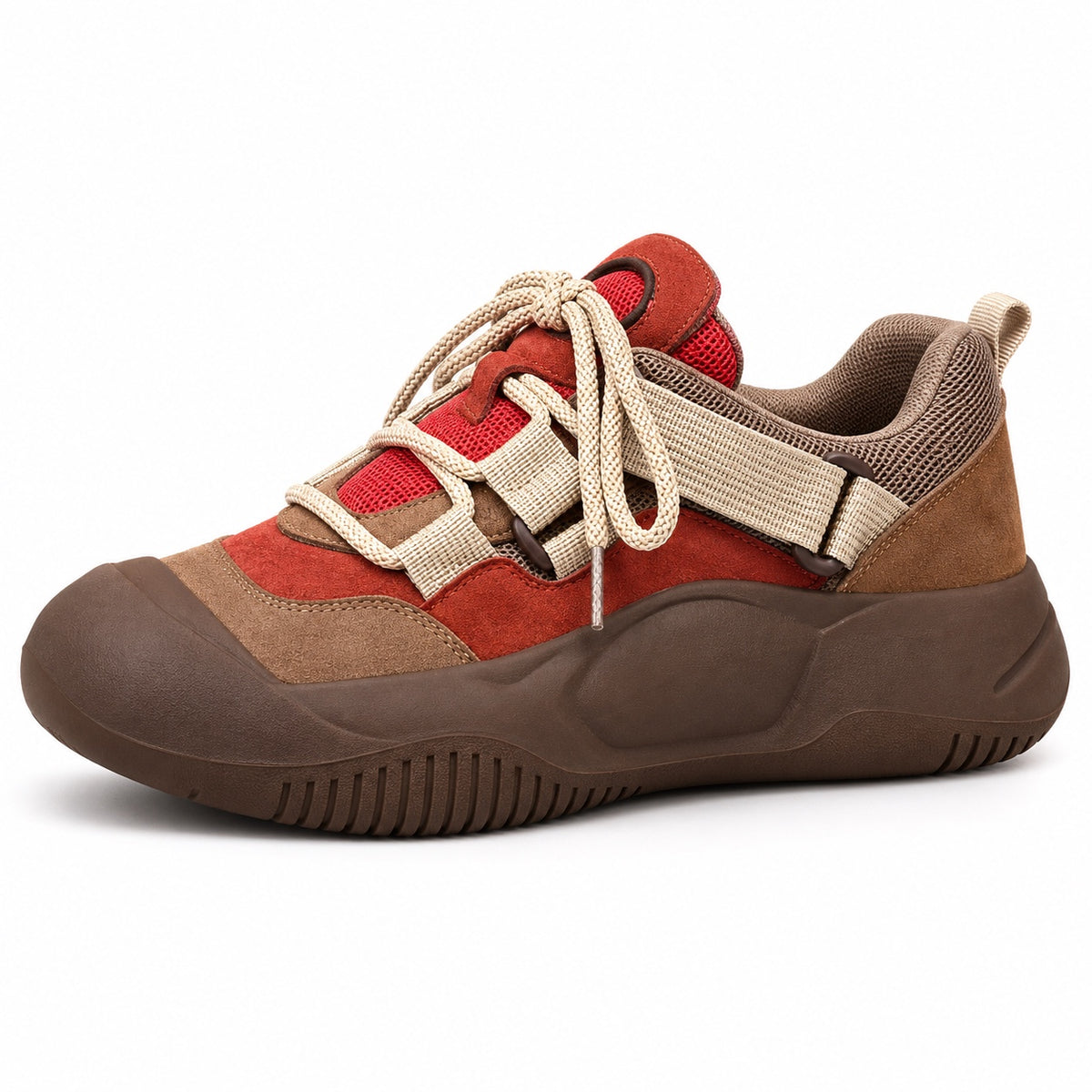 Jacquelyn – Women's Wide Toe Box Sneakers in Brown Red