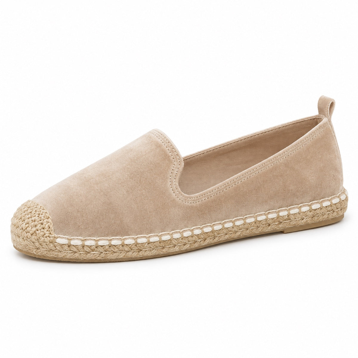 Jennie – Women's Wide Toe Box Loafers in Beige Velvet