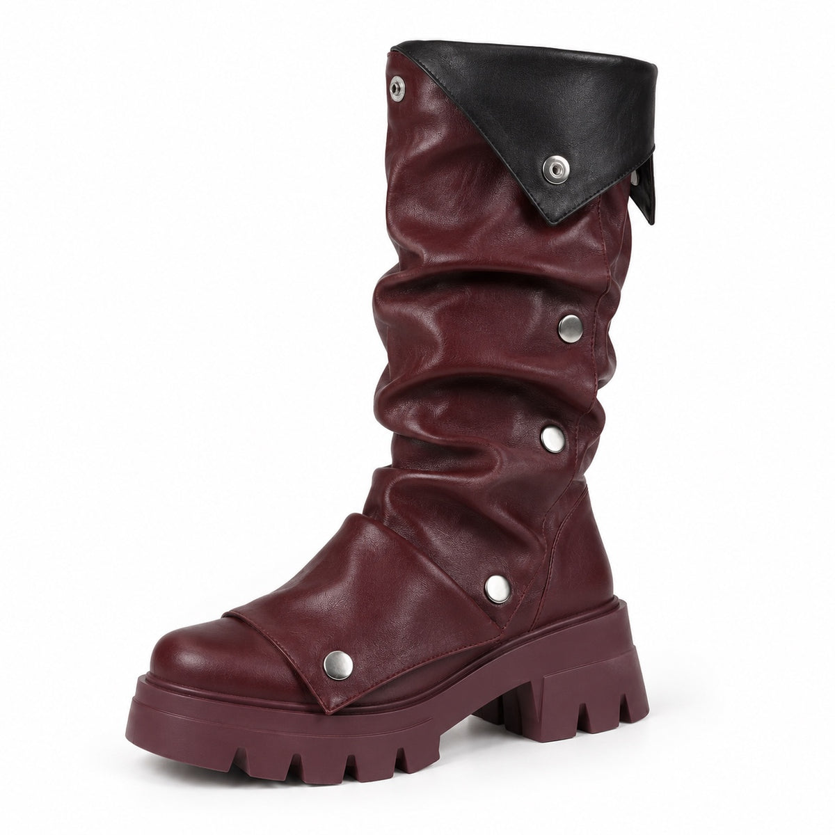 Meredith – Women's Wide Calf Boots in wine red