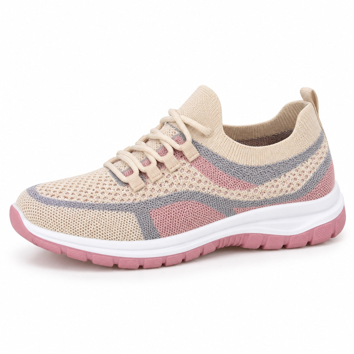 Merritt – Unisex Arch Support Shoes in Khaki-Pink