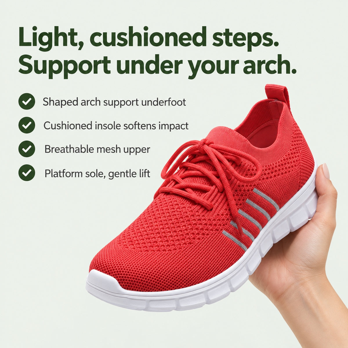 Monica – Women's Arch Support Sneakers, key benefits