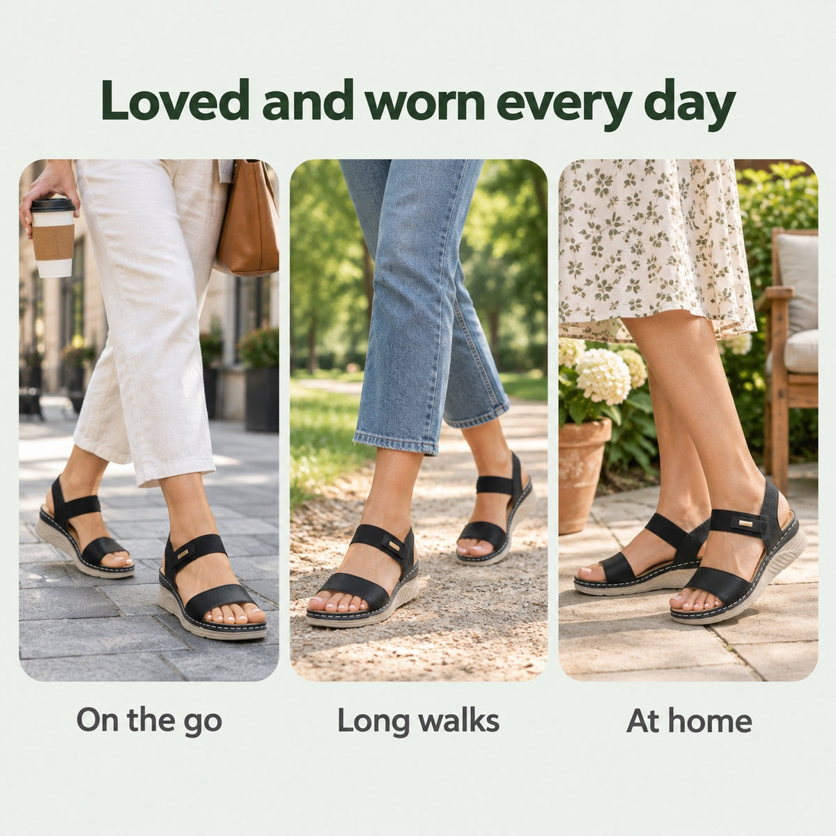 Monique – Women's Wide Toe Box Sandals, worn every day