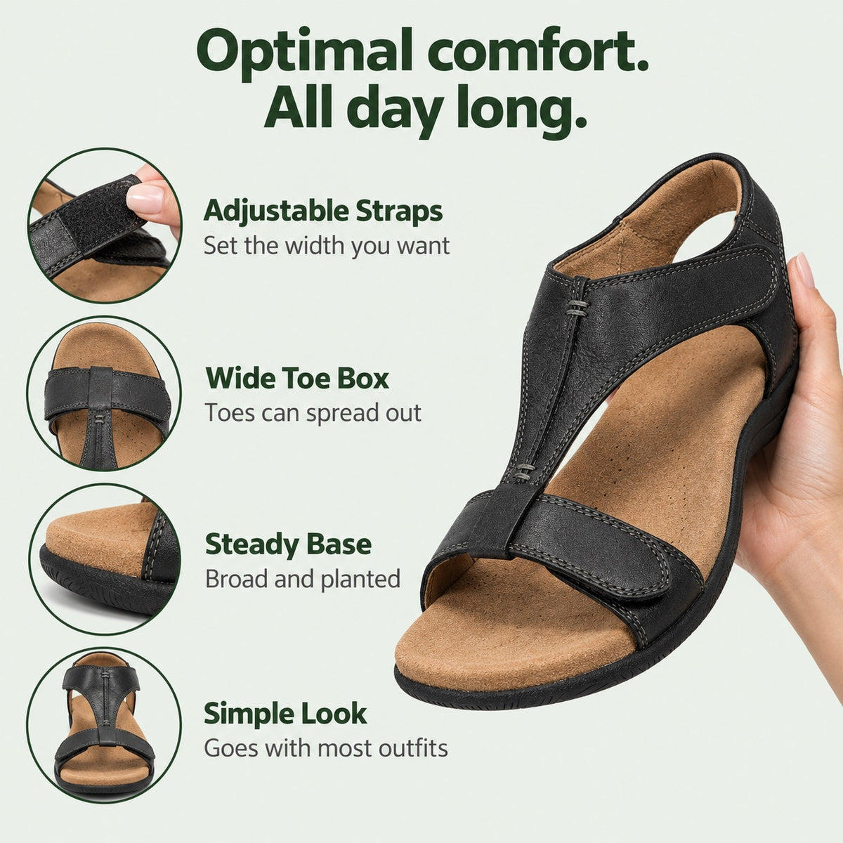 Potter – Unisex Wide Toe Box Sandals, features