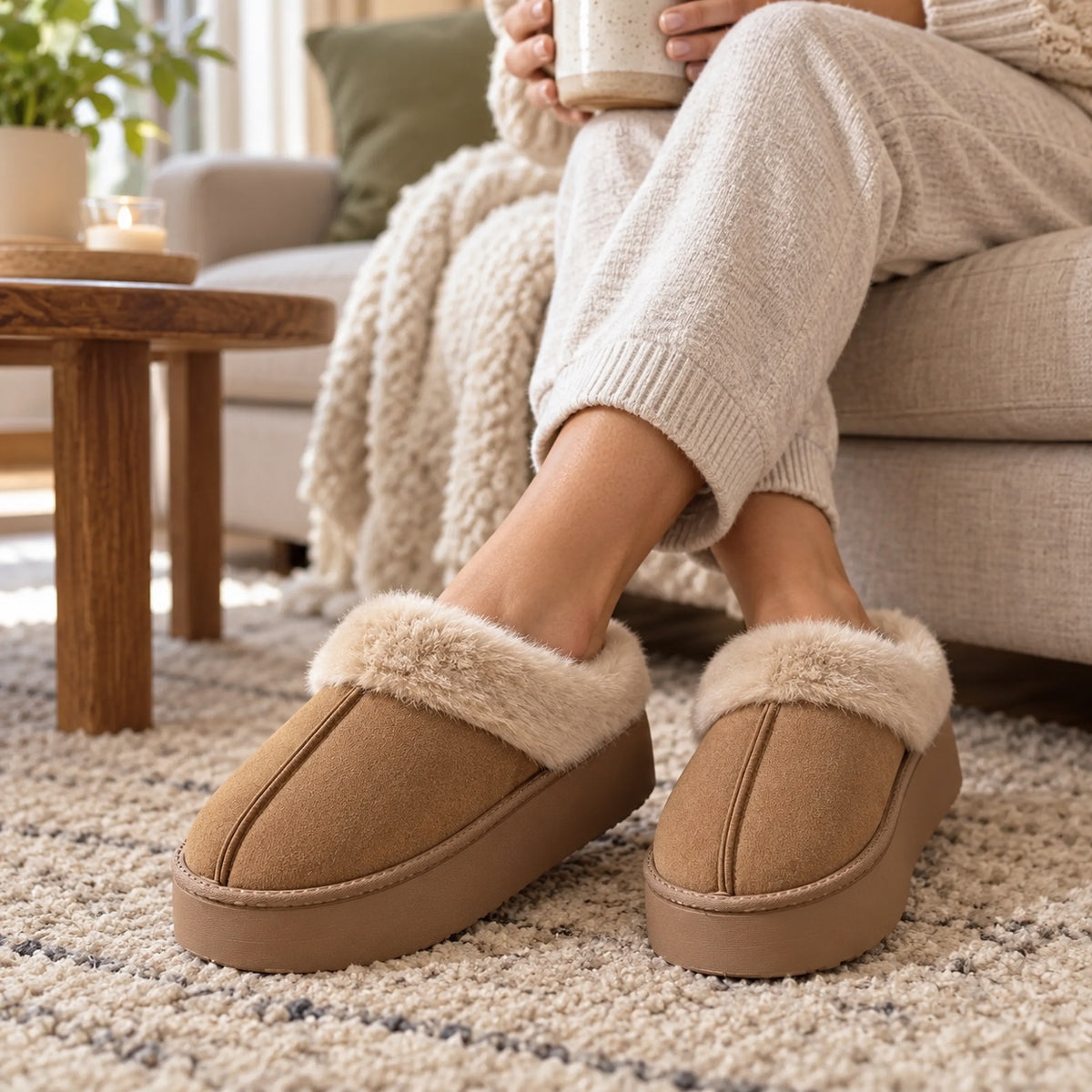 Ramona – Women's Comfort Slippers, worn on a walk