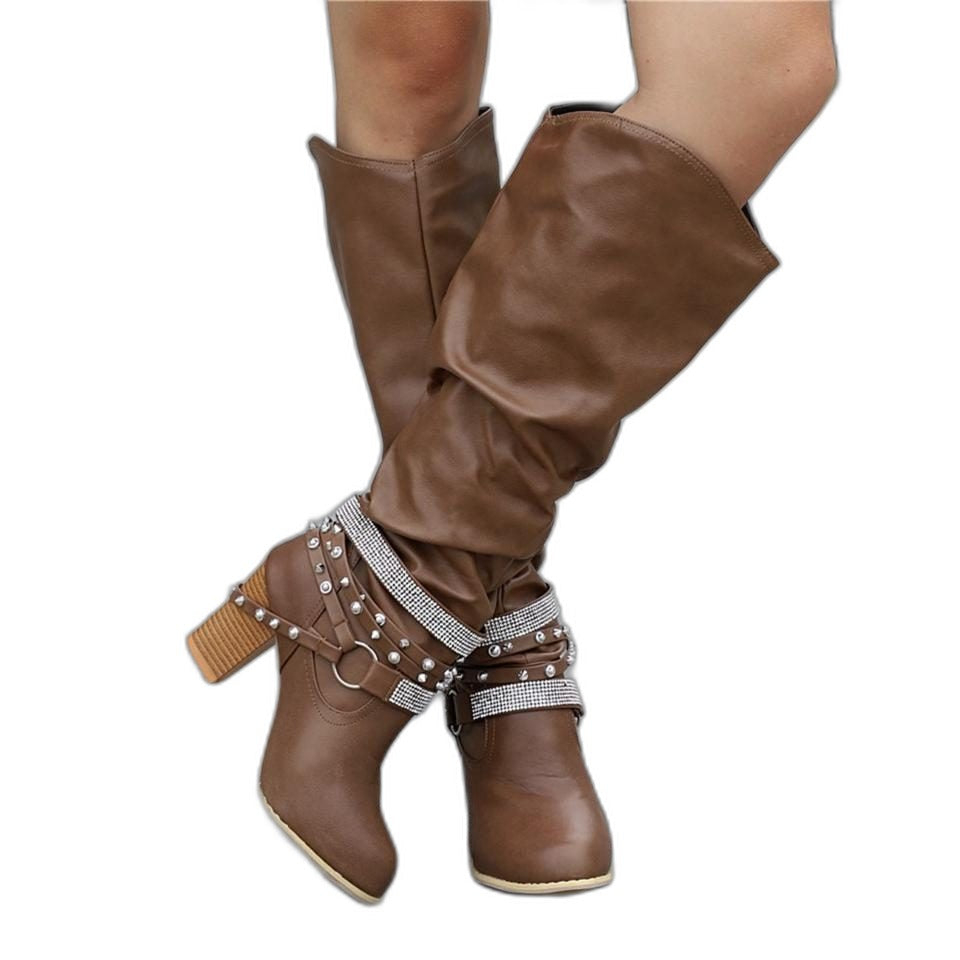 Kristie – Botas para mujer de caña ancha con caña espaciosa