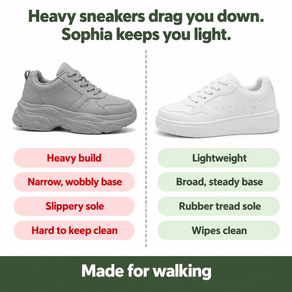 Sophia – Women's Walking Shoes, compared with an ordinary shoe