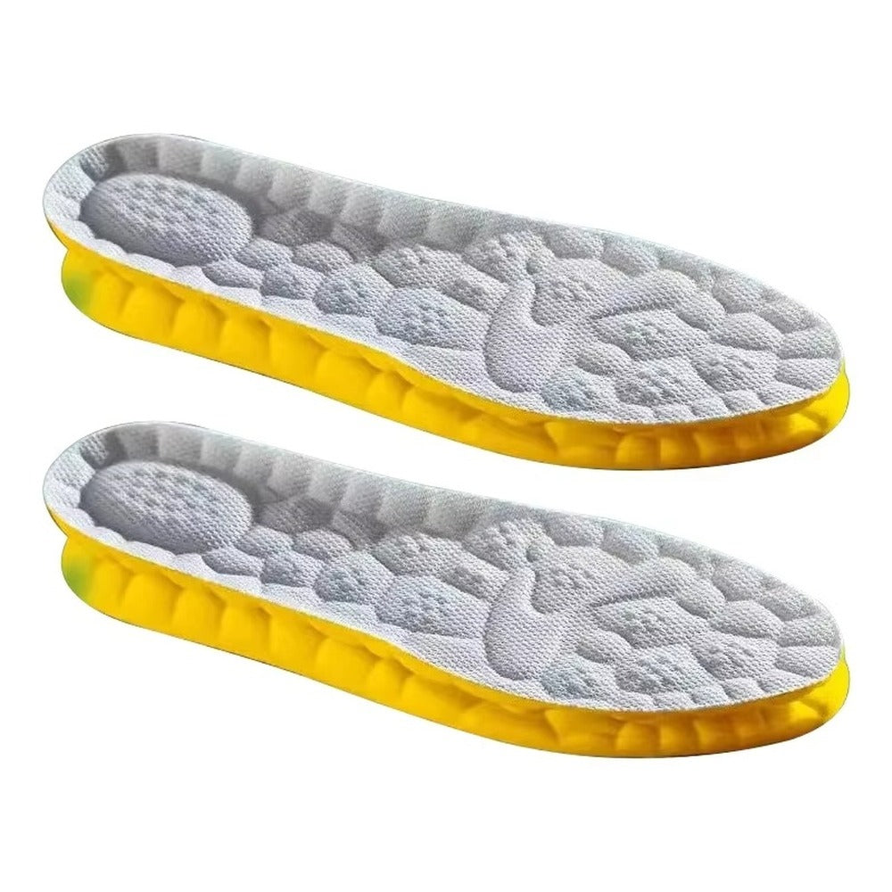 Comfort insoles with grey top and yellow foam base