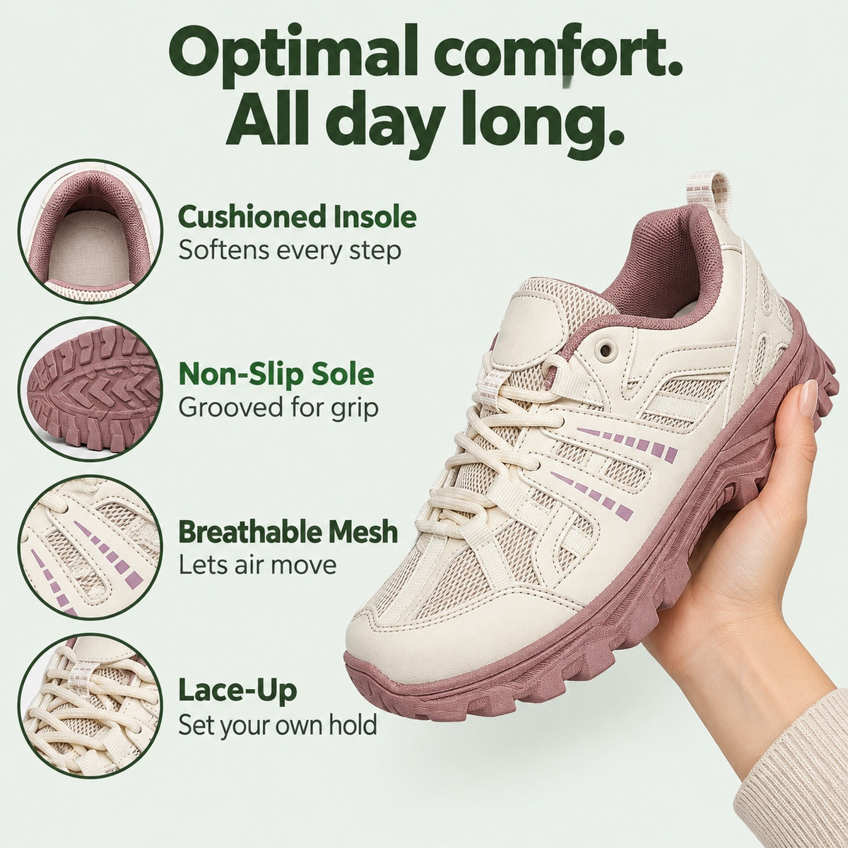 Sydney – Unisex Non-Slip Sneakers, features