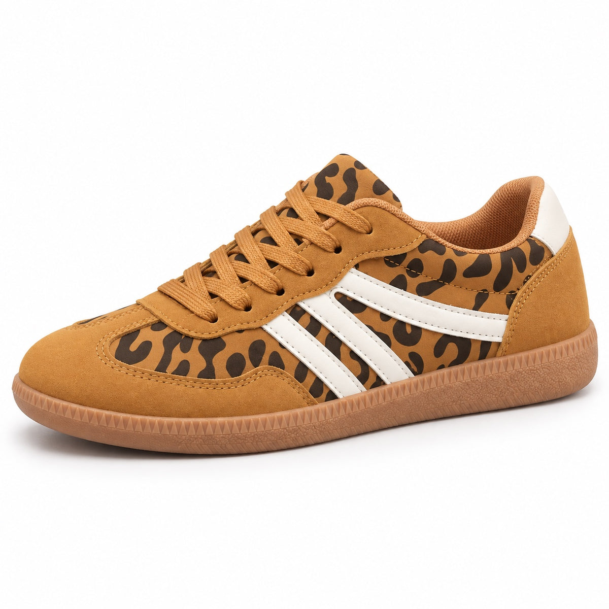 Toni – Women's Lace-Up Sneakers in Leopard Print