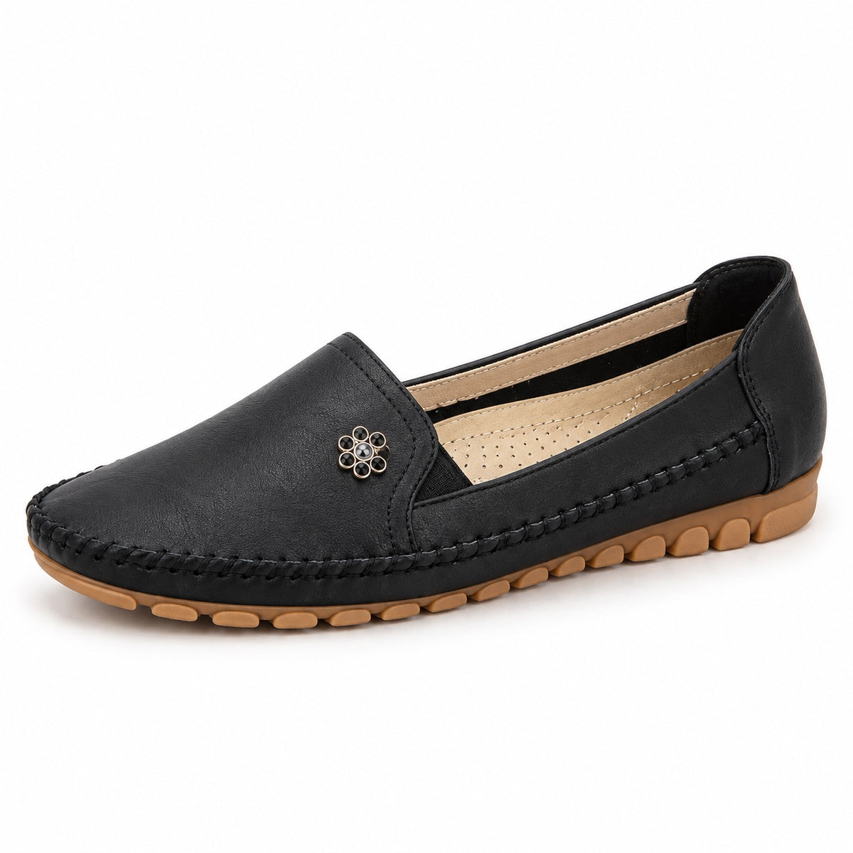 White – Women's Slip-On Loafers in Black