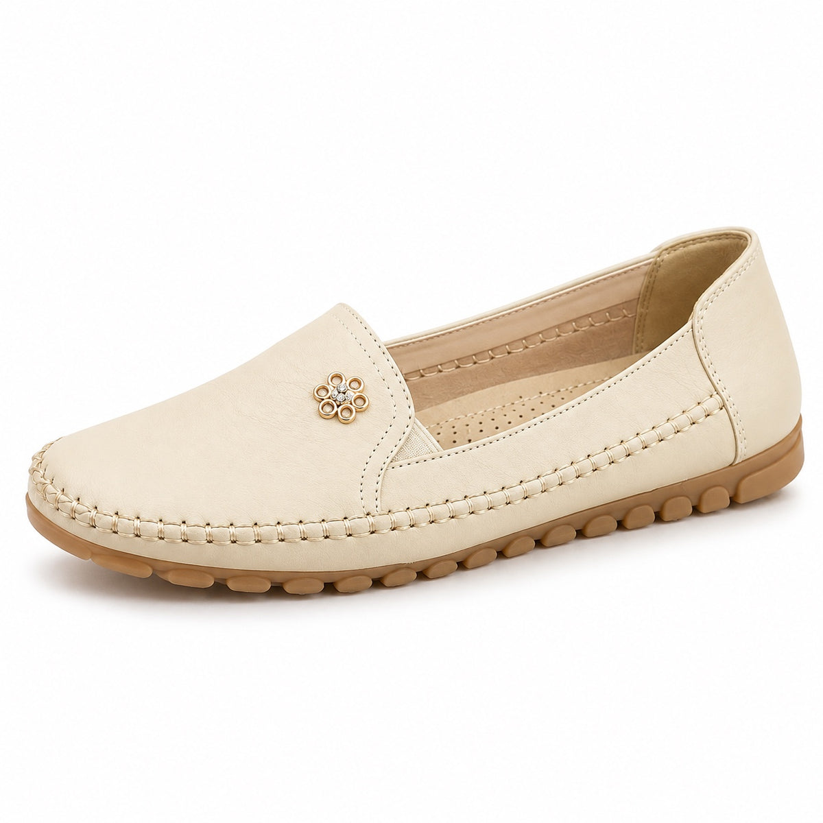 White – Women's Slip-On Loafers in Beige
