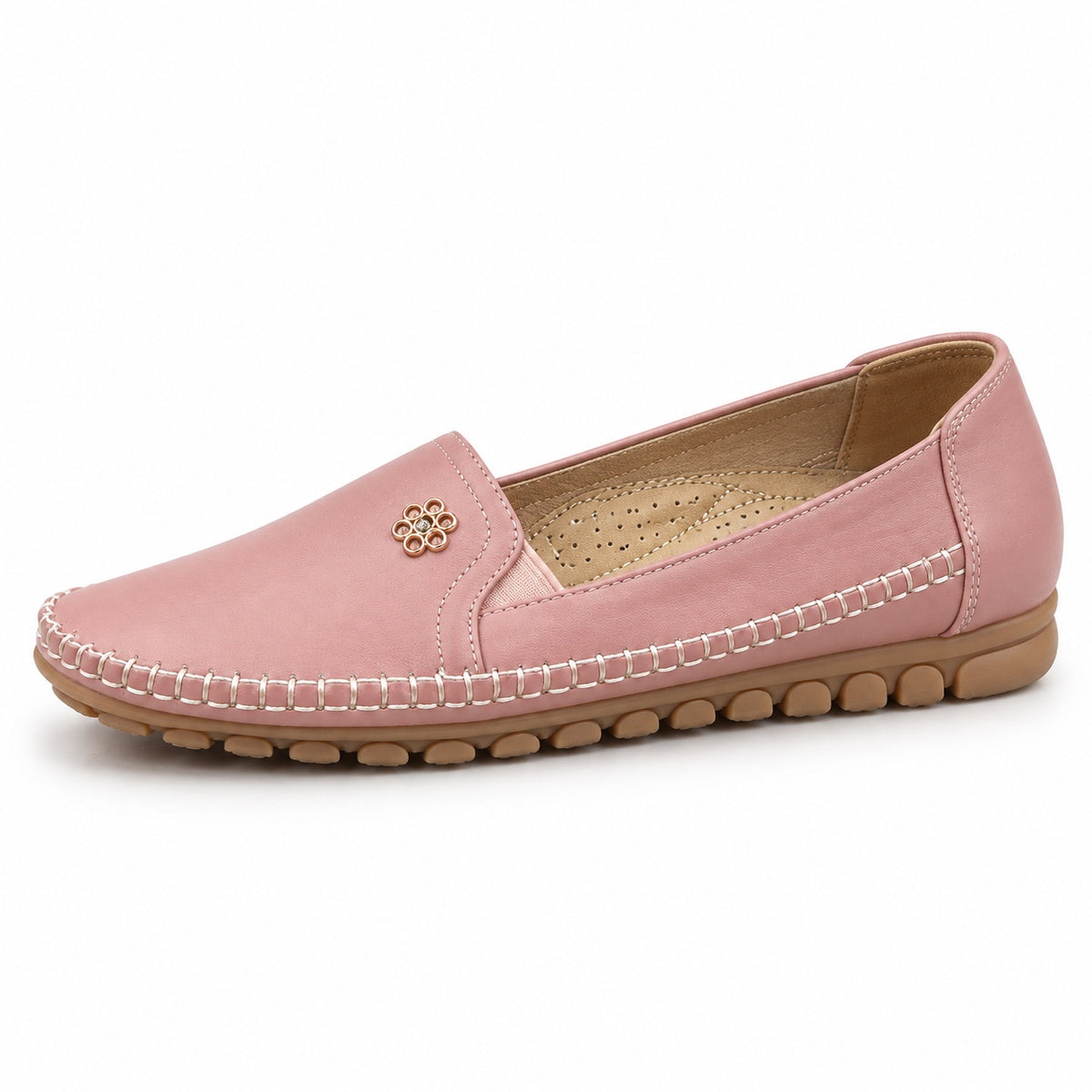 White – Women's Slip-On Loafers in Pink